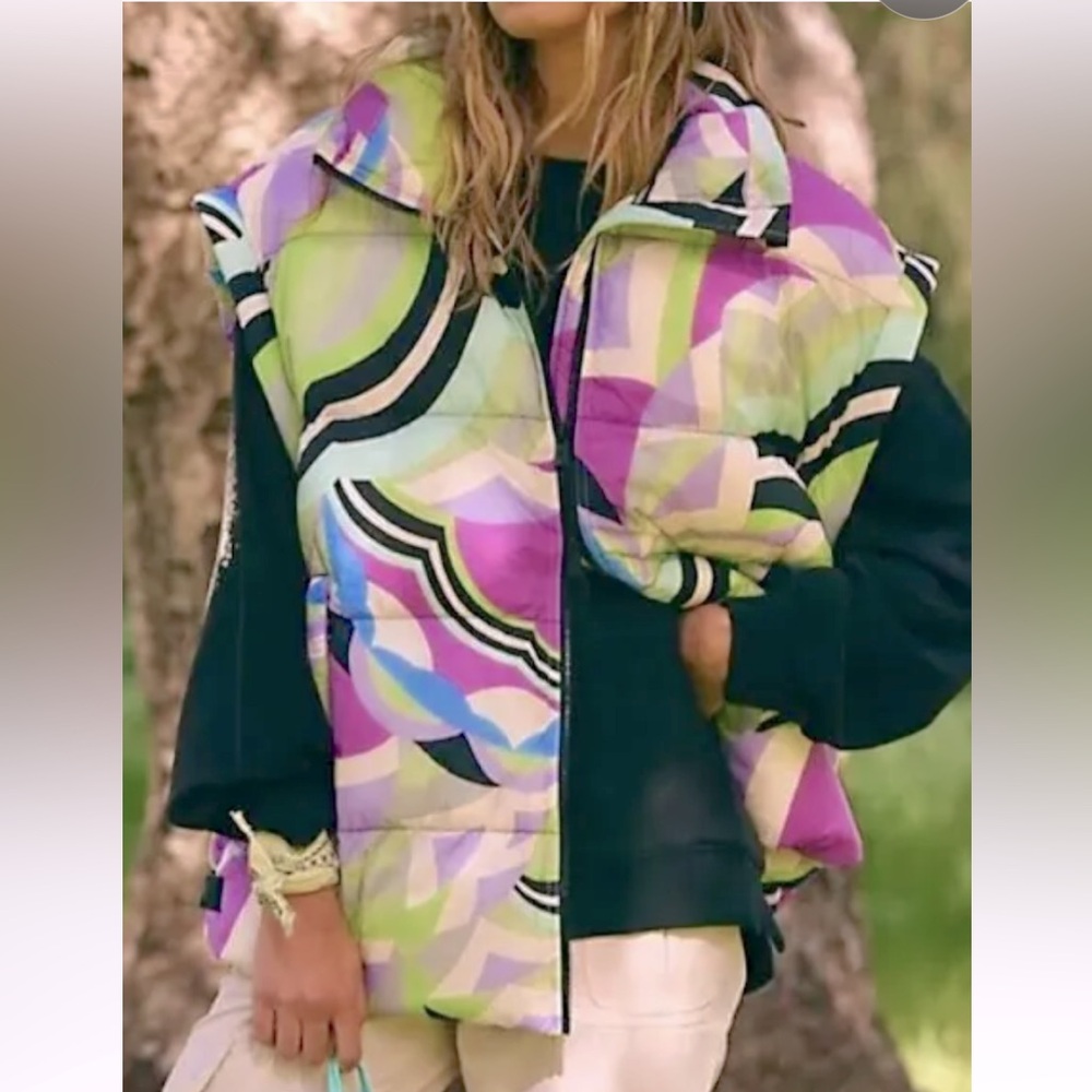 NEW Free People Movement Graphic Primaloft Puffer Vest Size S 48”